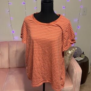 Plus Size XXL Stripped Top with Sleeve Details